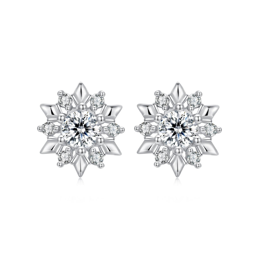 925 Sterling Silver White Gold Plated 0.7cm Pavé Set CZ Earrings for Women