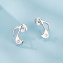 925 Sterling Silver Earrings with Pavé Setting CZ in White Gold Finish, 1x0.7cm for Women