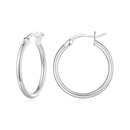 925 Sterling Silver Plated Platinum Earrings 24x2mm for Women