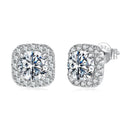 925 Sterling Silver Moissanite 1.0cm Earrings with Pavé Setting for Women