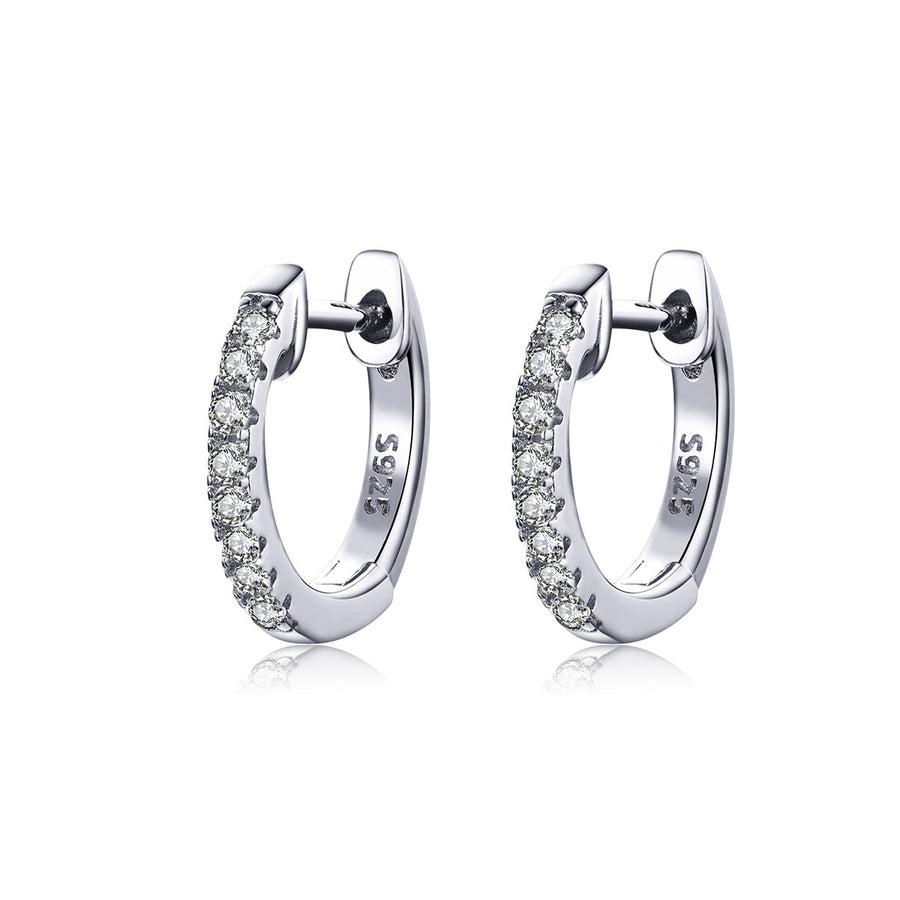 925 Sterling Silver 1.3cm Pavé Set CZ Earrings
