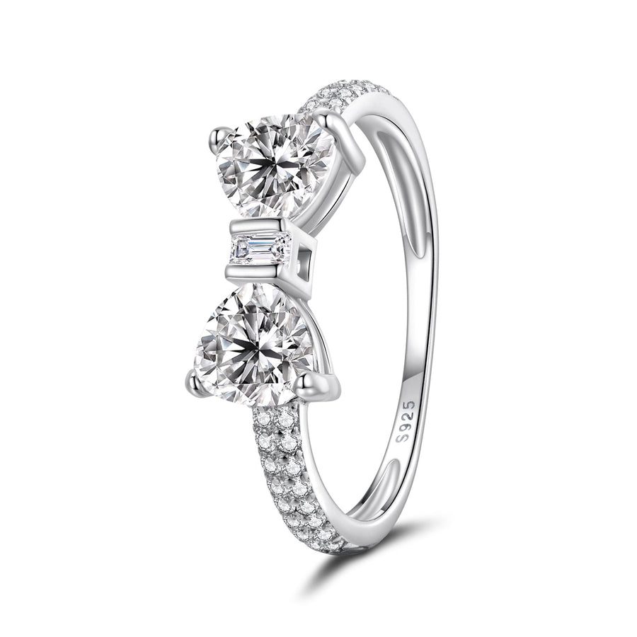 925 Sterling Silver White Gold Plated 1.2cm Pendant Ring Size 6 for Women