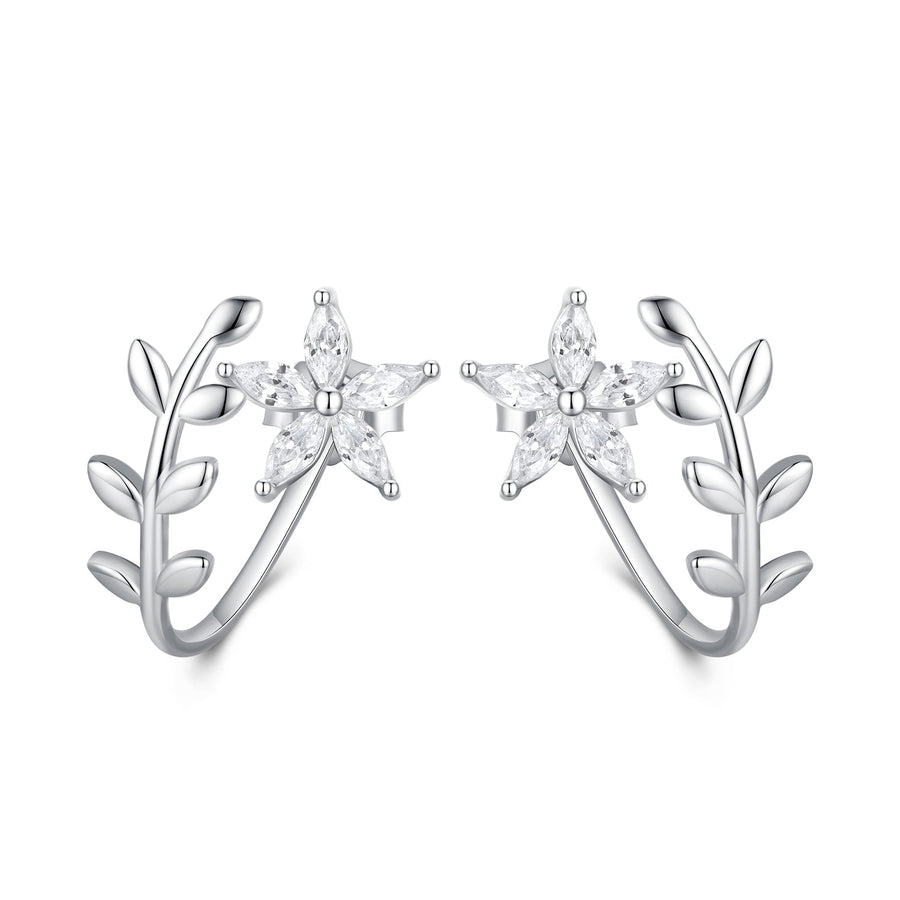 925 Sterling Silver Plated Platinum Earrings with CZ