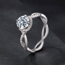 925 Sterling Silver Moissanite Ring in Size 7 with Pavé Setting for Women