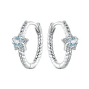925 Sterling Silver Earrings with CZ and White Gold Plating, 1.3cm for Women