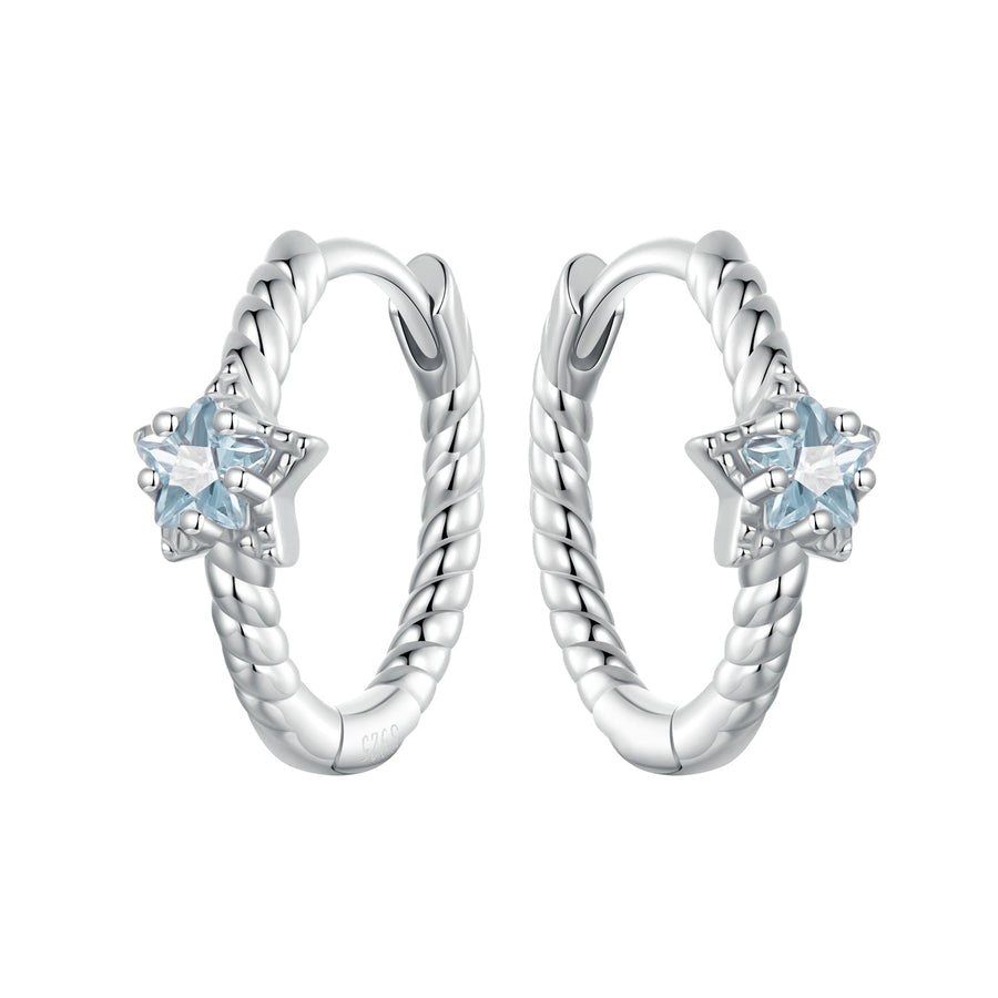 925 Sterling Silver Earrings with CZ and White Gold Plating, 1.3cm for Women