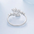 925 Sterling Silver White Gold Plated Pavé Setting Rings for Women