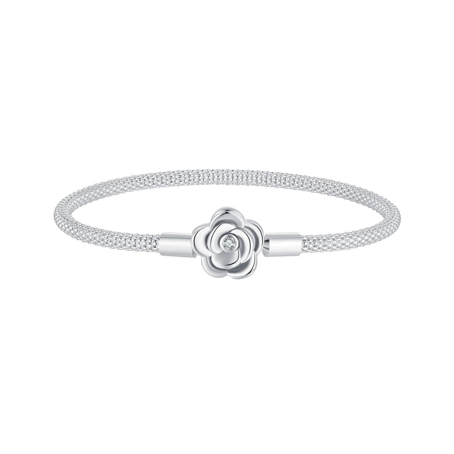 925 Sterling Silver Bracelet with Oxidized Finish and CZ 17.0 cm