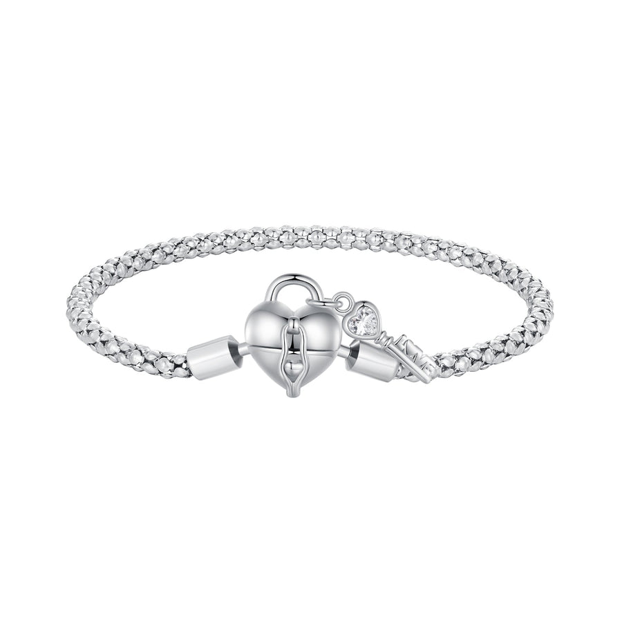 925 Sterling Silver Pavé Setting CZ Bracelet Size 17.0 for Women