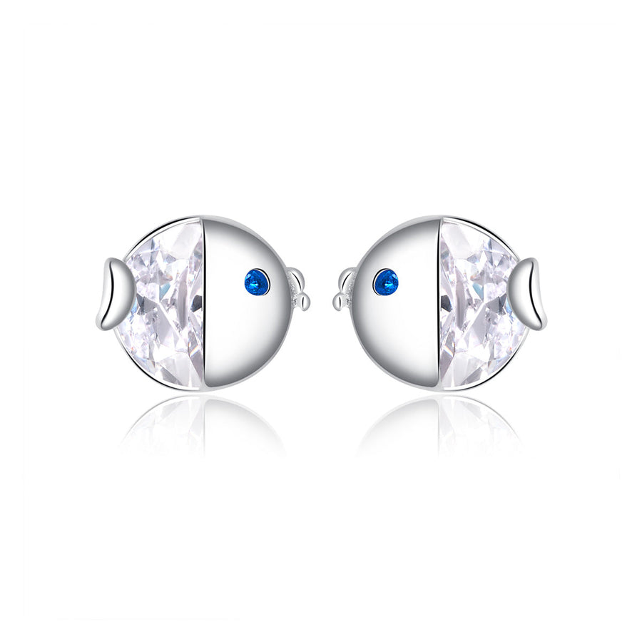925 Sterling Silver Earrings with Pavé Setting CZ, Size 0.6*0.7cm, for Women