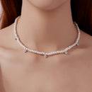 925 Sterling Silver Necklace with Pavé Setting CZ & Synthetic Pearl for Women