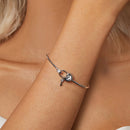 925 Sterling Silver Bracelet with CZ, 17mm, White Gold Plated, For Women