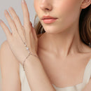 925 Sterling Silver White Gold Plated CZ Bracelet 15+6cm for Women