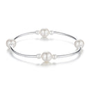 925 Sterling Silver Shell Pearl Stretchable Bracelet for Women