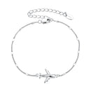 925 Sterling Silver White Gold Plated 16+5cm Bracelet with CZ Pendant for Women