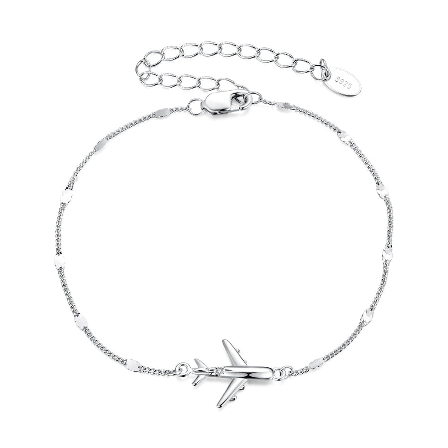 925 Sterling Silver White Gold Plated 16+5cm Bracelet with CZ Pendant for Women