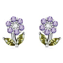 925 Sterling Silver Earrings with Pavé Setting CZ in White Gold