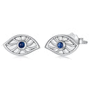 925 Sterling Silver White Gold Plated Synthetic Spinel 0.5x0.9cm Earrings for Women