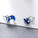 925 Sterling Silver Earrings for Women - Enamel Moon and Sun Design, 0.7x0.6cm, 0.6x0.8cm