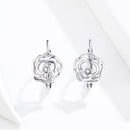 925 Sterling Silver Earrings with Pavé Setting CZ - 1.4x0.9 cm for Women