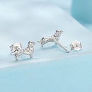 925 Sterling Silver Earrings with Pavé Setting and White Gold Plating for Women