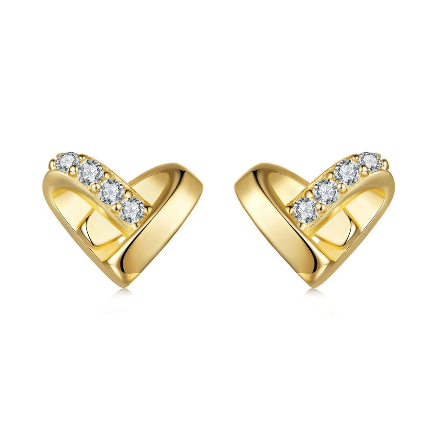 925 Sterling Silver Earrings with Pavé Setting CZ in Gold Plated