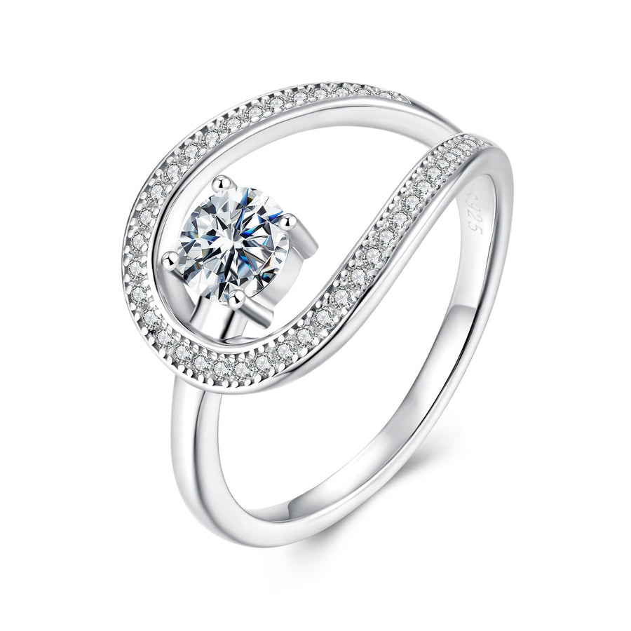 925 Sterling Silver 0.50 Carat Moissanite Ring Size 6 for Women