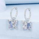925 Sterling Silver Earrings with Pavé Setting CZ and Transparent Glass for Women