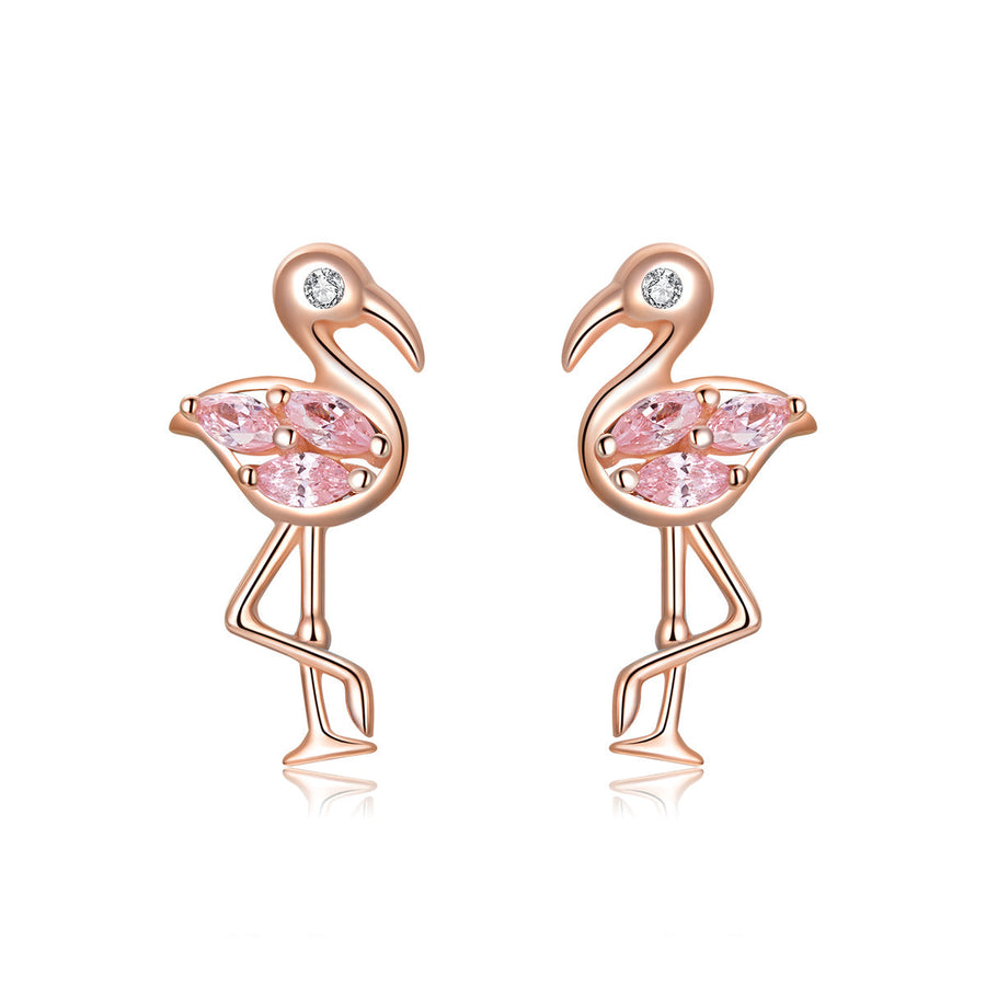925 Sterling Silver 1.5x0.7cm Plated Rose Gold CZ Earrings for Women