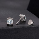 925 Sterling Silver & Moissanite Earrings - White Gold Plated, 0.5ct, Style S for Women