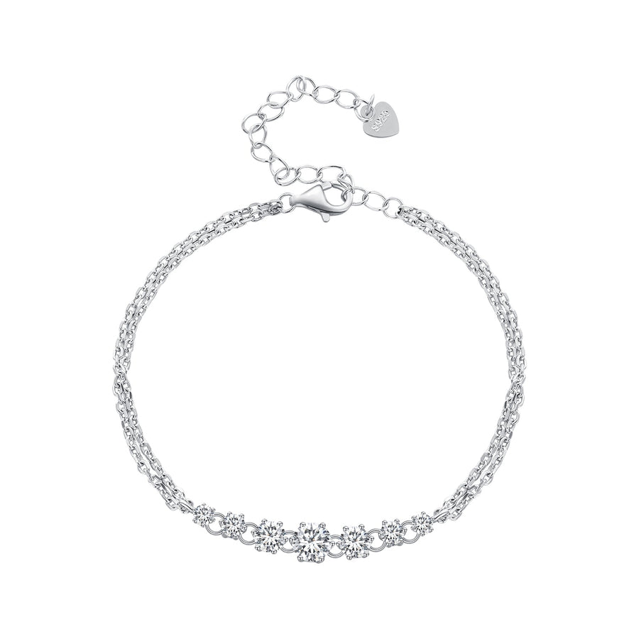 925 Sterling Silver 5MM Moissanite Bracelet for Women