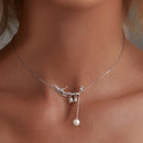 925 Sterling Silver Necklace with Quality Shell Pearl & Platinum Plating, 380mm Length for Women