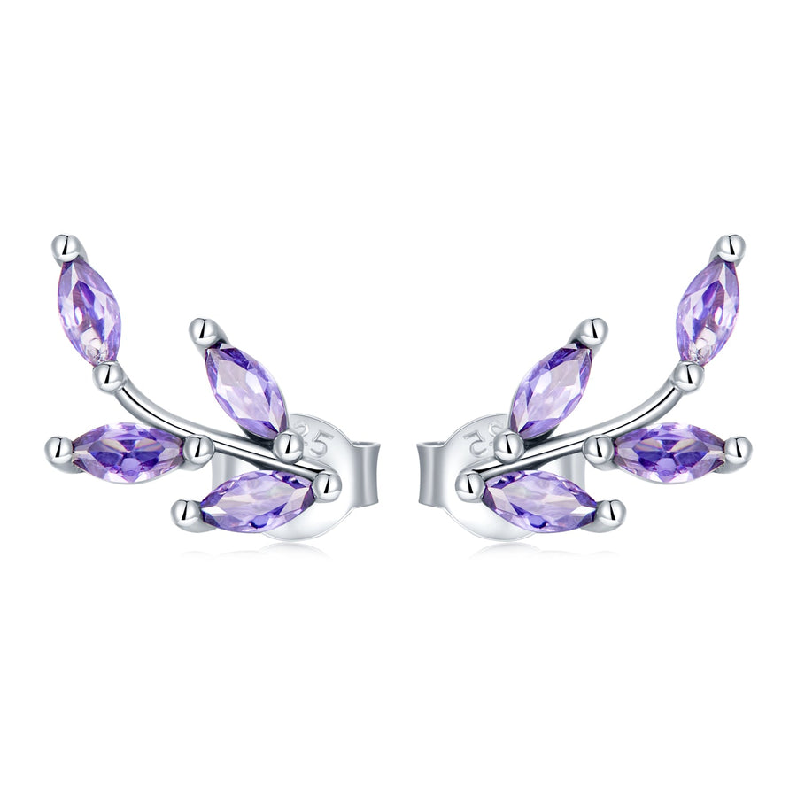 925 Sterling Silver Earrings with CZ and Oxidized Finish - 1.3*0.6cm