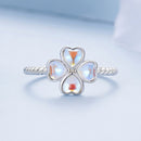 925 Sterling Silver Moonstone Clover Ring for Women