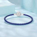 925 Sterling Silver Leather Rope Bracelet 17cm - Oxidized Silver for Women