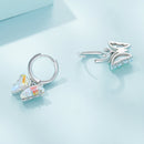 925 Sterling Silver Earrings with Resin, 23x13mm, Plated Platinum for Women