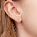 925 Sterling Silver Earrings with Pavé CZ in White Gold Plating - 3.1 x 0.7 cm for Women