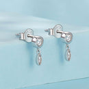925 Sterling Silver Earrings with Pavé Setting CZ in White Gold - 11*4mm