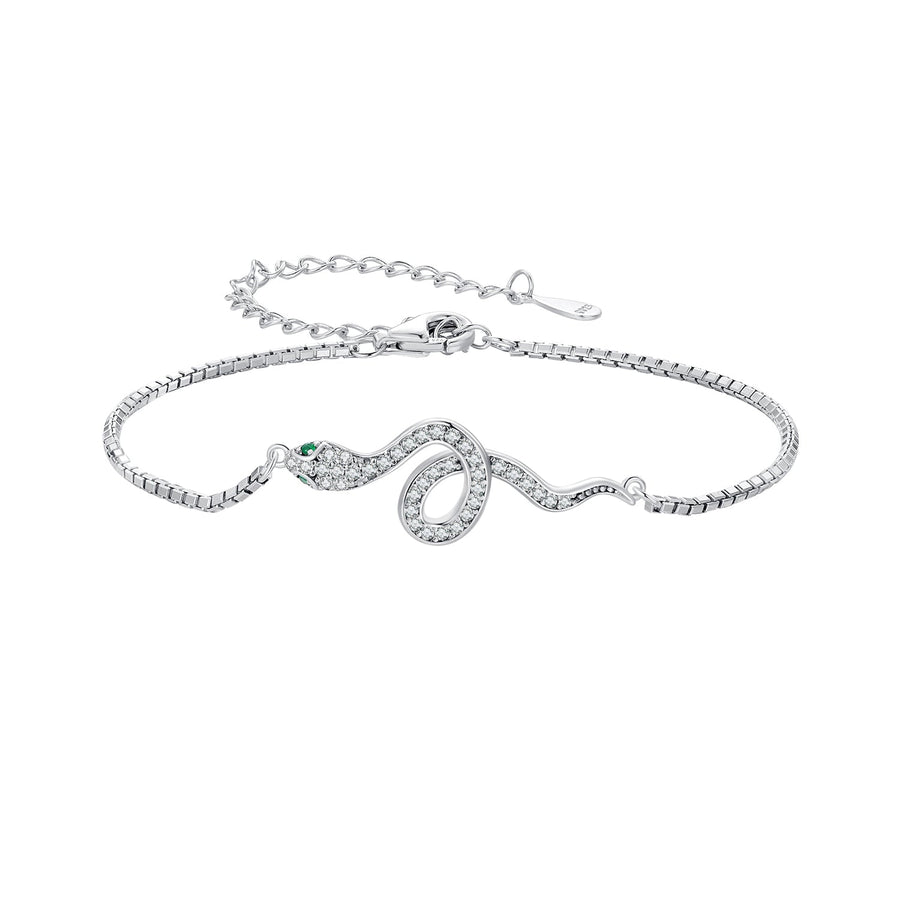 S925 Sterling Silver & Pavé CZ Platinum-Plated Bracelet