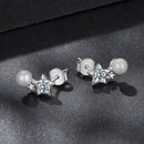 925 Sterling Silver 0.20 Carat Moissanite Earrings with Synthetic Pearl for Women