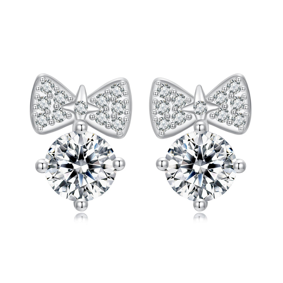 925 Sterling Silver Earrings with CZ and White Gold Plating for Women