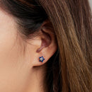 925 Sterling Silver Enamel CZ Stud Earrings in Platinum Plating