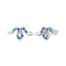 925 Sterling Silver Earrings with Pavé Setting CZ, 7x15mm, Plated Platinum for Women
