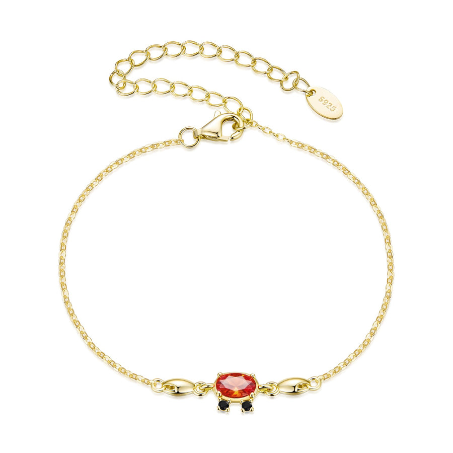 925 Sterling Silver Gold Plated CZ Bracelet 15+6cm for Women
