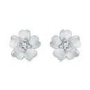 925 Sterling Silver Earrings with Pavé Setting CZ and White Gold Plating, 0.8cm for Women