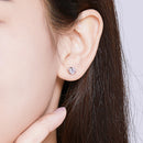 925 Sterling Silver Earrings with Pavé Setting CZ, Size 0.6*0.7cm, for Women