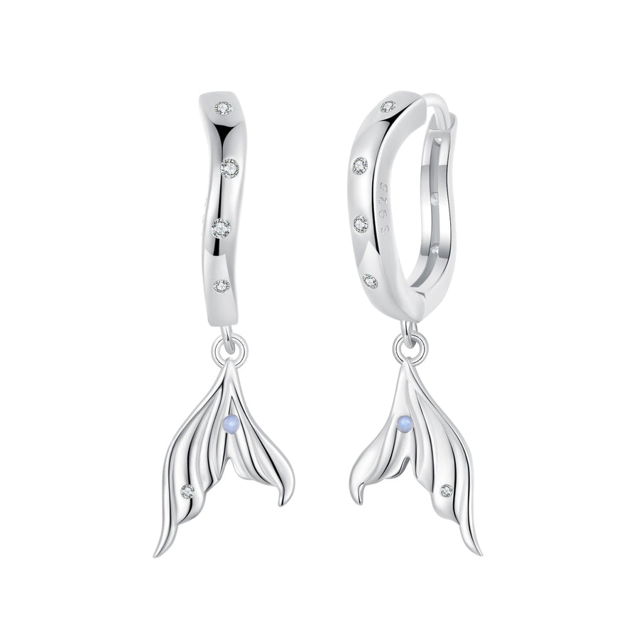 925 Sterling Silver Earrings with Nano Opal Stone and CZ in White Gold Finish