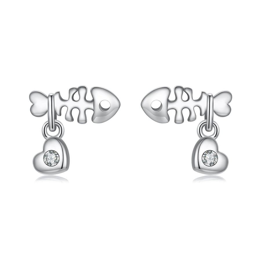 925 Sterling Silver Earrings with Pavé Setting CZ in Oxidized Silver