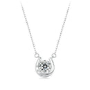 925 Sterling Silver Moissanite Necklace with Pavé Setting, 1 Carat, 400mm Length for Women