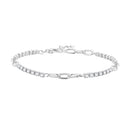 925 Sterling Silver Bracelet with Pavé Setting CZ, Platinum Plated, 14.5+3cm, for Women